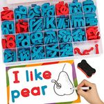 Magnetic Letters 208 Pcs with Magnetic Board and Storage Box - Uppercase Lowercase Foam Alphabet ABC Magnets for Fridge Refrigerator - Educational Toy Set for Classroom Kids Learning Spelling