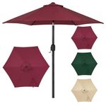 SogesHome 7.4ft Patio Umbrella Outdoor with Push Button Tilt and Crank Market Umbrella with 6 Sturdy Ribs Parasol Sun Shelter Table Umbrella for Garden, Backyard, Pool (7.4ft,Red)