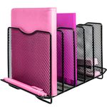 ideallife 5 Section Upright File Sorter Organizer, Desk File Organizer, Mesh Metal Desktop File Sorter for Office Classroom Desktop Organization, Black