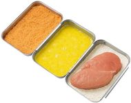 Navaris Breading Trays Set - 3 Stainless Steel Pans for Preparing Bread Crumb Dishes, Panko, Schnitzel, Breadcrumb Coating Fish and Marinating Meat