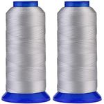 Selric [3000 Yards / 30 Colors Available] Pack of 2 UV Resistant High Strength Polyester Thread #69 T70 Size 210D/3 for Upholstery, Outdoor Market, Drapery, Beading, Purses, Leather (Silver)