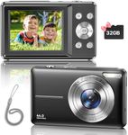 Digital Camera, 2024 Upgraded FHD 1080P Digital Camera with Strap 32GB SD Card 16X Digital Zoom Compact Point and Shoot Camera for Kids Portable Cameras Small Camera for Teens Boys Girls Seniors