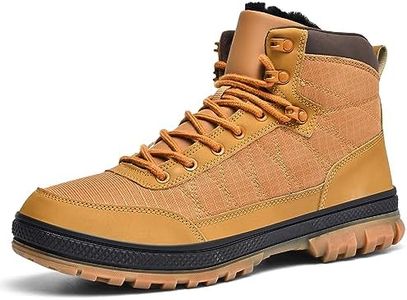 Wondamo Men's Snow Boots Lightweight Waterproof Winter Boots Fur Lined Anti-slip Cold Weather Shoes, Wheat Light Brown, 9 US Men