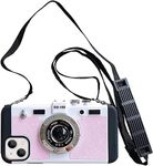 Yatchen Emily in Paris Phone Case for iPhone 14 Pro Max Cute 3D Vintage Camera Phone Case with Lanyard Adjustable Shoulder Strap Unique Cool Silicone PC Case for iPhone 14 Pro Max Girls Women Pink