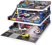 Display Case for Hot Wheels: Toy Car Garage Diorama with LED Lights (Blue)