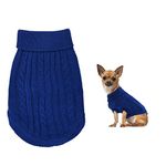 Small Dog Jumper, Warm Puppy Sweater for Small Dogs Winter Knitted Dog Pullover Soft Turtleneck Dog Clothes Vest for Pet Autumn, Winter Outfit for Welsh Corgi, Yorkshire Terrier, Chihuahua (XS, Blue)