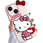 Tsbresd Compatible with iPhone 14 Plus Case, Cartoon Cute Funny Kawaii Cat Kitty Phone Case 3D Character Soft Silicone Cover Case for Kids Girls and Womens