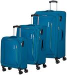 American Tourister Hyperspeed 4-Wheel Suitcase Set 3-Piece, Deep Teal, Standard Size, Luggage Sets
