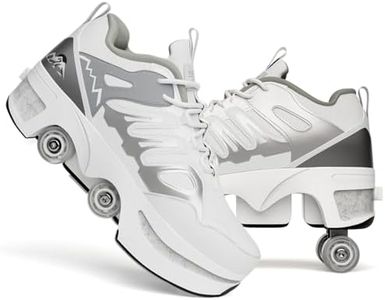 Women's Roller Skate Shoes, Double-Row Quad Skates for Girls Boys, 2 in 1 Conversion, Outdoor Skate Shoes for Beginners