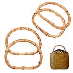 CHGCRAFT 4pcs D Shape Bamboo Purse Handles Replacement Bamboo Wood Hand Bag Handbag Handles for Handcrafted Handbag DIY Bags Accessories 7.9×6×0.3 Inches