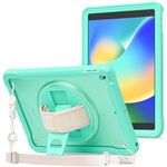 ProCase Rugged Case for iPad 9th/8th/7th Generation 10.2 inch 2021/2020/2019 Case, Heavy Duty Shockproof Rugged Cover with Hand Strap 360 Degree Rotatable Kickstand Protective for iPad 10.2 -Mint