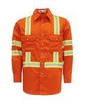 VATRENUS FR Shirts 7.5OZ High Visibility/High Vis Flame Resistant 100% Cotton Men's Pre-Washed Fire Retardant Work Shirt, Orange, X-Large