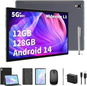 YLEEBG Android Tablet with Keyboard,10 inch Android 14 Tablets, 12GB RAM 128GB ROM, 1TB Expand, 8000mAh, 2.4G/5G WiFi, Bluetooth, GMS Certified, with Case, Mouse, Stylus Tablet PC (Black)