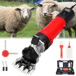 Pivdo Unisex Pets Upgraded 6 Speed Electric Pet Clippers, Heavy Duty Animal Shears For Dog, Cow, Buffalo, Goat - Sheep Hair Cutting Machine & Sheep Trimmer Machine, Red