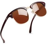 Joopin Semi-Rimless Polarised Sunglasses Man - UV400 Protection Retro Half Frame Sunglasses Unisex Polarized Women Mens Sunglasses (Brown)