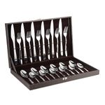 STEREN IMPEX Mirror Finish with Smooth Edge Stainless Steel Cutlery Set with Portable Box 24 Piece - Set with Organizer with Knife/Fork/Spoon/Teaspoon Set of 6 Pcs Each