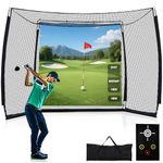 KIKILIVE Golf Hitting Net Golf Practice Net with Impact Screen, 10x8ft with Target Cloth, for Outdoor Indoor Backyard Driving Chipping Swing Training (Projector not Included)