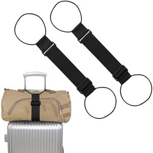 2 cinturones de sujeción elásticos para equipaje, correas de equipaje ajustables para maletas, accesorios portátiles para maleta de viaje (2 negros)