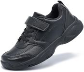 PolarPals Boys Girls Shoes Kids Tennis Strap Sneakers Non Slip Fashion Athletic Running Shoes for Little Kid/Big Kid (Black, Little Kid 1)
