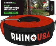 Rhino USA Tree Saver Tow Strap (3" x 8') - 31,518lb Break Strength - Emergency Recovery Strap Winch Extension for Truck, UTV, ATV & More - Heavy Duty Straps Compatible with Jeep, Ford, Toyota (Red)
