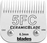 Detachable Pet Dog Clipper Blades, Compatible with Andis Size-5FC 1/4”(6.3mm) Cut Length (64122), Most Oster A5, Wahl KM Series Clippers,Made of Ceramic Blade & Stainless Steel Blade