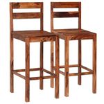 WoodMarwar Solid Sheesham Wood Bar Chairs for Home |Solid Long Wooden Chair | High Bar Chair Set of 2 | Brown Finish