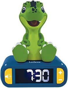 LEXiBOOK - Dinosaur Nightlight Alarm Clock, Clock, Alarm Clock for Boys and Girls, Snooze, Blue/Green - RL800DINO