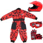 Zorax Red CAMO S(5-6 Years) Kids Suit & Gloves S(5cm) & Goggles & ZOR-X15 S (49-50cm) Kids Motocross Motorbike Helmet Motorcycle Helmet ECE2206