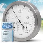 MAVORI® 3in1 Weather Station Analog - Barometer, Hygrometer & Thermometer for Indoor - Ø 13,5cm Stainless Steel Frame with Acrylic Glass - Great Barometers for Home - Barometric Pressure Gauge