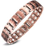 Jeracol Copper Bracelets for Men,Magnetic Wristbands Bracelet with Double Row Strength Magnets,Copper Magnetic Brazaletes with Remove Tool & Jewelry Gift Box