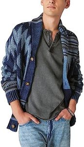 Lucky Brand Sciarpa da Uomo con Stampa Southwestern Cardigan Maglione, Dark Denim Combo