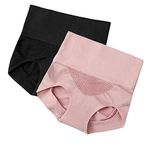 ayushicreationa Women Blended High Waist Half Shapewear Panty Tummy Tucker Girls Body Shaper 2pc Belly Fat Abdomen Panties for Women Waist Shaper Belly Shaper Free Size, Black + Pink