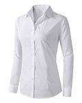 Beninos Women's Formal Work Wear White Simple Shirt (225 White, L)