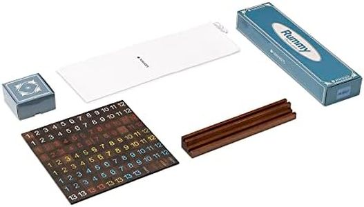 Navaris Rami Jeu de société - Jeu de Plateau en Bois pour 2-4 Joueurs avec 108 carrés et 4X Support - Jeu de stratégie 6 Ans et Plus