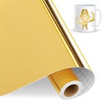 IModeur Metallic Permanent Vinyl Roll, 12" x 15Ft（30.5cm x 4.58m） Glossy Gold Permanent Vinyl for Cricut, Self Adhesive Vinyl for DIY Gifts, Birthday Party, Christmas Decoration