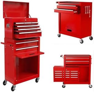 Rolling Tool Chest, 8 Drawer Lockable Tool Cabinet with 4 Wheels, Tool Chest Organizer with Secure Locking System, 2 in 1 Detachable Tool Box Storage Organizer for Garage red 8 Drawer