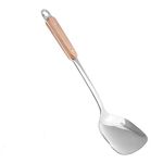 Leeonz Stainless Steel Wok Spatula, Wooden Handle Wok Turner, Kitchen Utensil Cooking Shovel Scoop Ladle - 1pack