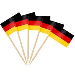 AhfuLife 100 Pcs German Flag Germany Toothpick Flags, Germany Flag Cupcake Toppers for Euro 2024 Soccer Party Decoration, Mini German Flag for Oktoberfest Decorations