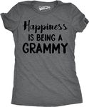 Womens Happiness is Being a Grammy Funny T Shirt Gift Grandmother for Grandma Funny Womens T Shirts Mother's Day T Shirt for Women Funny Grandma T Shirt Dark Grey L