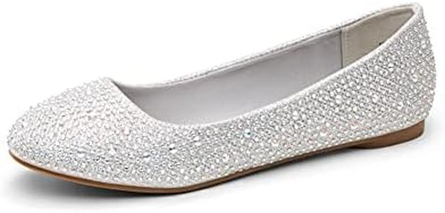 DREAM PAIRS Womens Rhinestone Ballet Flats Shoes, Silver - 9 (Sole-Shine)