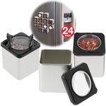 Set of 24 Magnetic Spice Jars, Shake or Pour Containers Attach to Most Refrigerator Doors & Appliances, Seasoning Dispensers- Easy Open Window Top Shakers- Salt Pepper Organizers, Space Saving Baking