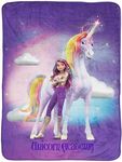 Unicorn Academy Sophia and Wildstar Plush Throw Blanket for Girls - Measures 46 x 60 Inches, Super Soft Lightweight Fleece Kids Bedding