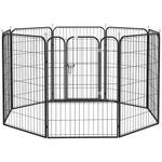 Pawhut Heavy Duty Dog Pet Puppy Metal Playpen Play Pen Rabbit Pig Hutch Run Enclosure Foldable Black 80 x 100 (Large)