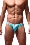 Newsywell Men's Ice Silk Bikini Low Rise Bulge Cut Soft Silky Breathable Athletic Briefs Underwear Sky Blue XX-Large