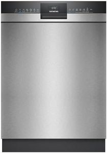 Siemens SN43ES28AE iQ300, Unterbau-Geschirrspüler, 60 cm, Made in Germany, bis zu 3-mal schneller spülen, automatische Türöffnung nach Spülende, smartStart, flex Körbe, Gebürsteter Stahl