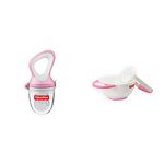 Fisher-Price Ultra Care Food Nibbler with Extra Mesh (Pink) & Fisher-Price Baby Polypropylene Food Mash and Serve Bowl Set- (Pink, 3 Months)