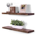 DAKODA LOVE Floating Shelves | Rugged Distressed | Solid Hardwood | Premium Craftsman Quality | Easy Hidden Bracket Wall Mount | Set of 2 (Buckskin, 36" L x 6" D)