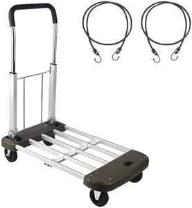 Foldable Push Cart Aluminum Alloy Platform Cart with Polyurethane Mute Wheel,150KG Capacity