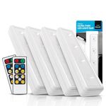 Brilliant Evolution Wireless LED Under Counter Lights with 2 Remote Controls - 4-Pack Battery Operated Under Cabinet Lights Fixtures - Stick On Lights with Timer - 3000K Warm White - 8.5x2x1-Inch