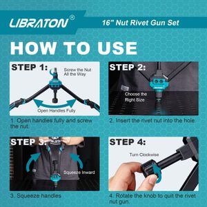 Libraton 16" Rivet Nut Tool Set – Hand Rivet Gun with 70 Rivet Nuts, 7 Metric Mandrels, Carry Case